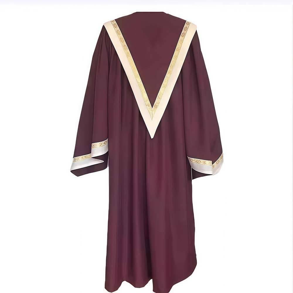 Christianartworkshop Burgundy Clergy Robe with Golden Holy Spirit Detail & V-Collar Design - image 4