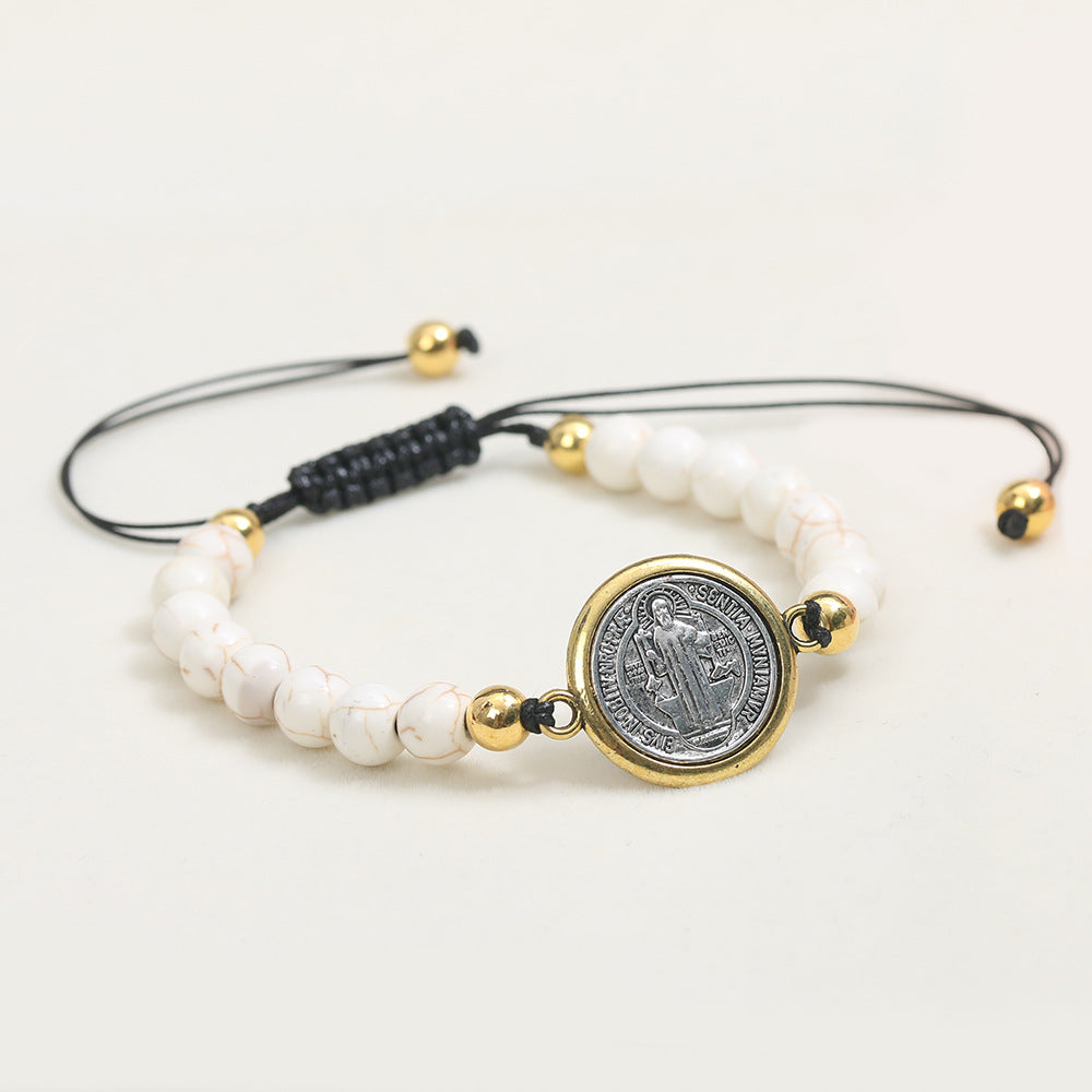 Christianartworkshop Turquoise St. Benedict Prayer Beaded Bracelet