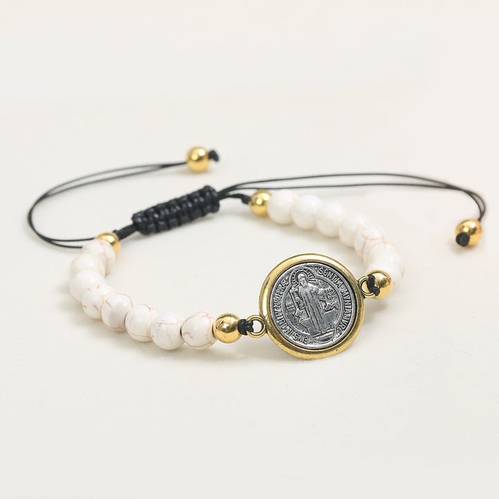 Christianartworkshop Turquoise St. Benedict Prayer Beaded Bracelet