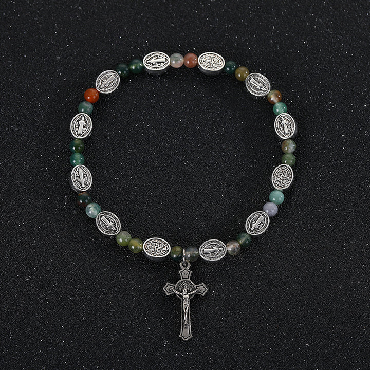 Christianartworkshop Agate/Turquoise St. Benedict Cross Bracelet - Agate - image 0