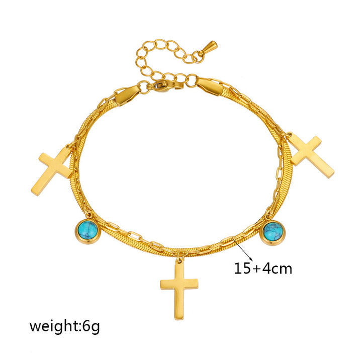 Christianartworkshop Turquoise Embellished Double Layer Bracelet - image 5