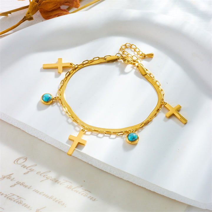 Christianartworkshop Turquoise Embellished Double Layer Bracelet - image 4