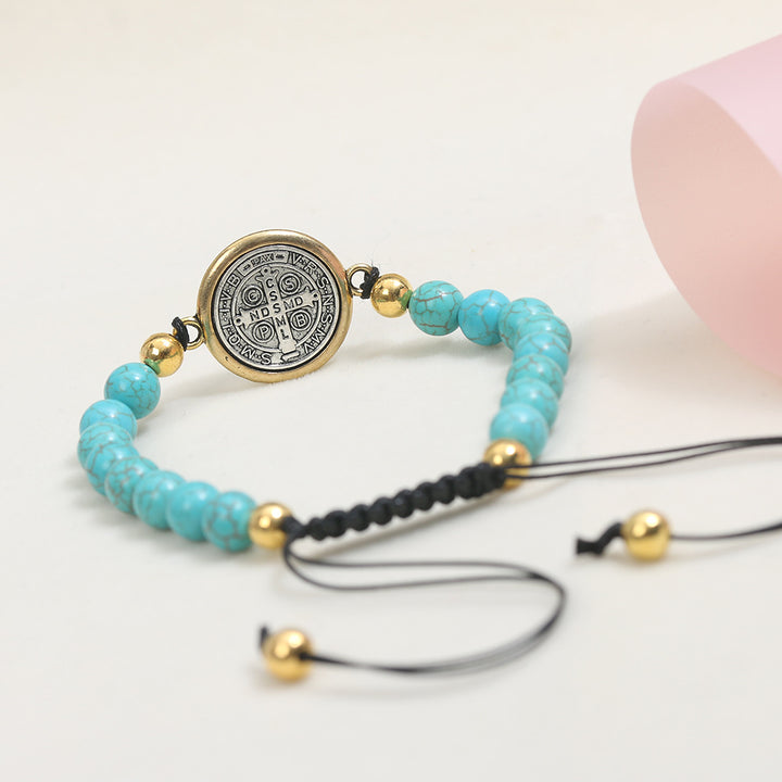Christianartworkshop Turquoise St. Benedict Prayer Blessing Beaded Bracelet - image 3