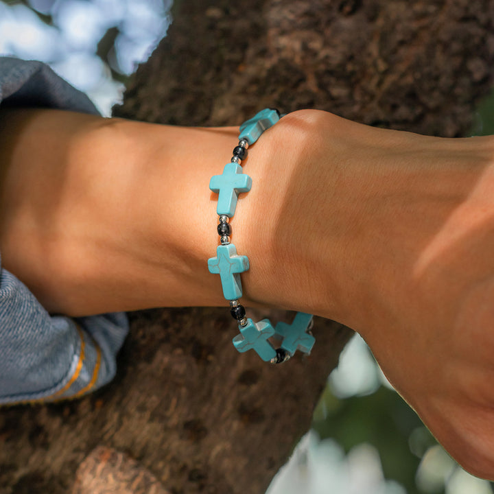 Christianartworkshop Crucifix Prayer Beaded Turquoise Bracelet - Crucifix Prayer Turquoise Bracelet - image 1
