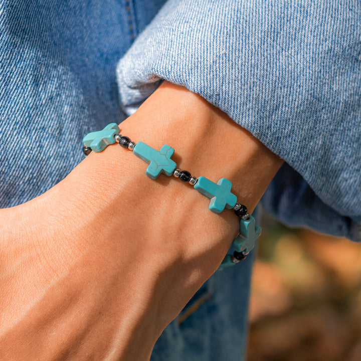 Christianartworkshop Crucifix Prayer Beaded Turquoise Bracelet - image 2