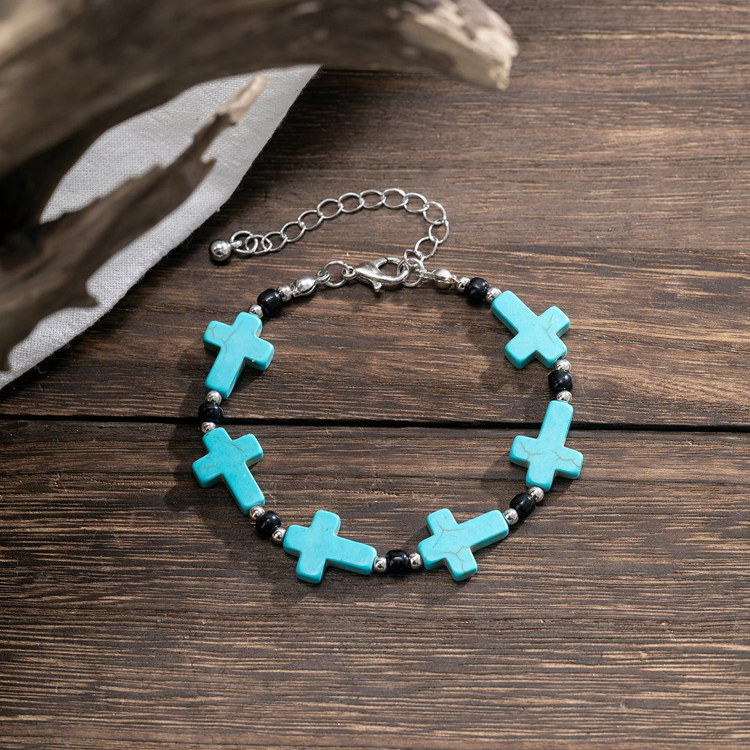 Christianartworkshop Crucifix Prayer Beaded Turquoise Bracelet - image 5