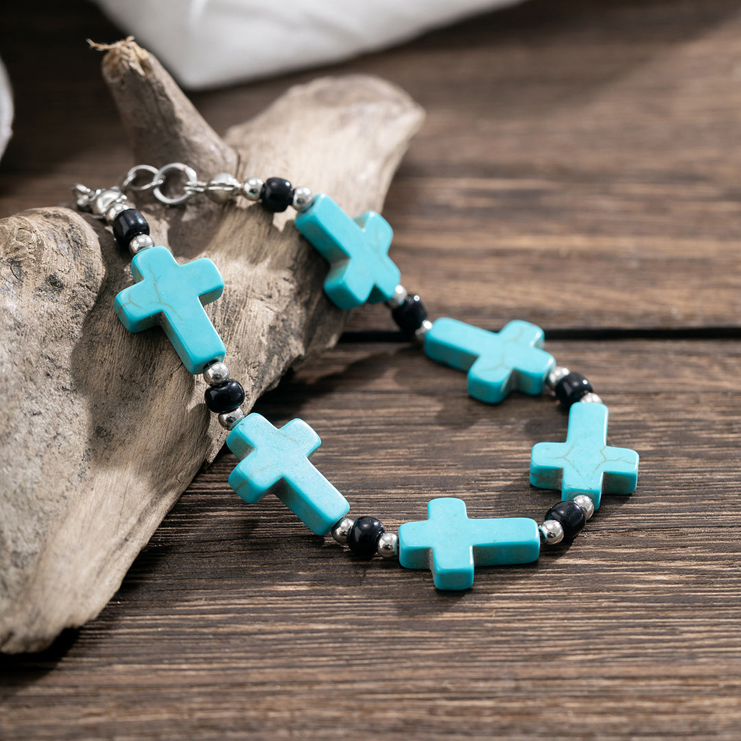 Christianartworkshop Crucifix Prayer Beaded Turquoise Bracelet - image 3