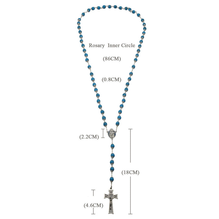 Christianartworkshop Blue Turquoise Christ Prayer Rosary with Mary & Baby Jesus Medal