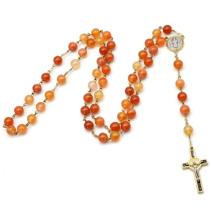 Christianartworkshop Natural Agate Rosary with St. Benedict & Crucifix - image 5