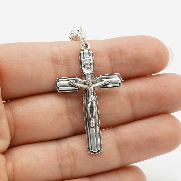 Hematite Rosary with Blessed Virgin Mary Medal - image 1