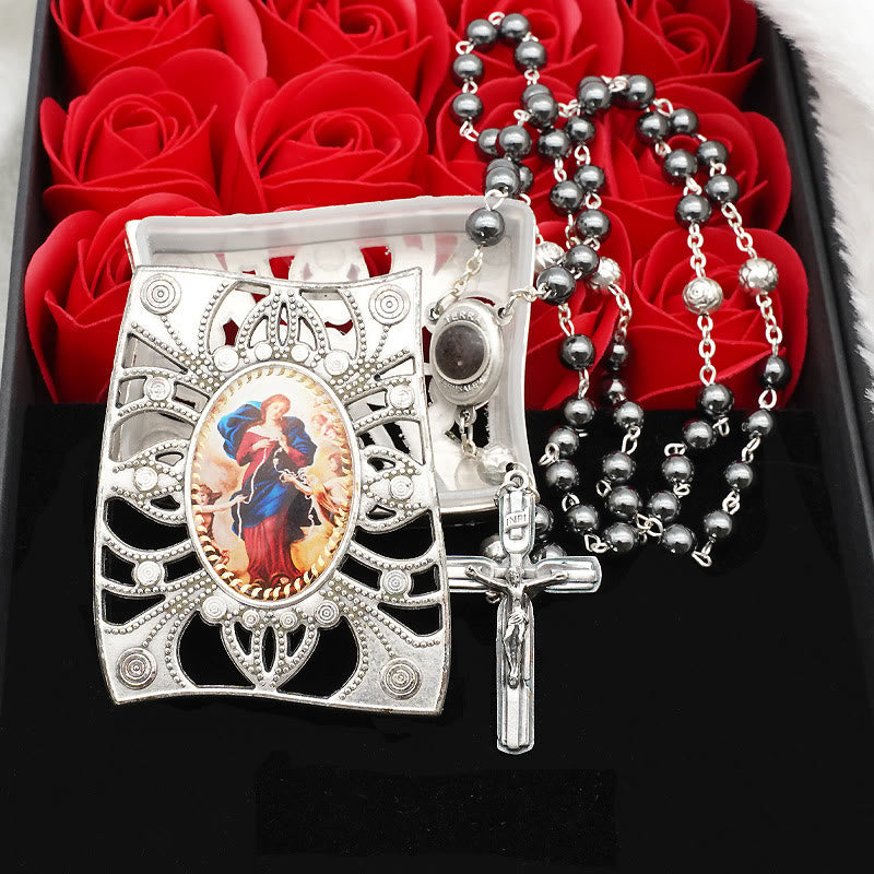 Hematite Rosary with Blessed Virgin Mary Medal - image 4