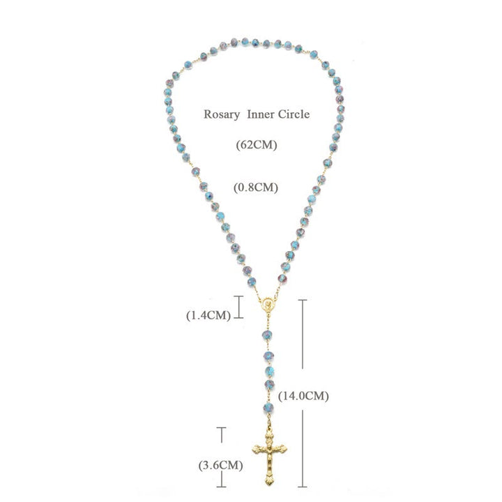 Flower Rose Glazed Beads Rosary with Mary & Crucifix - image 8