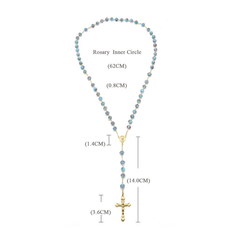 Flower Rose Glazed Beads Rosary with Mary & Crucifix - image 9