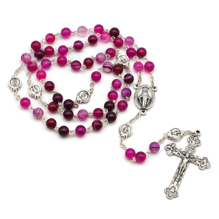 Agate Blessing Prayer Rosary (3 color) - Pink - image 2