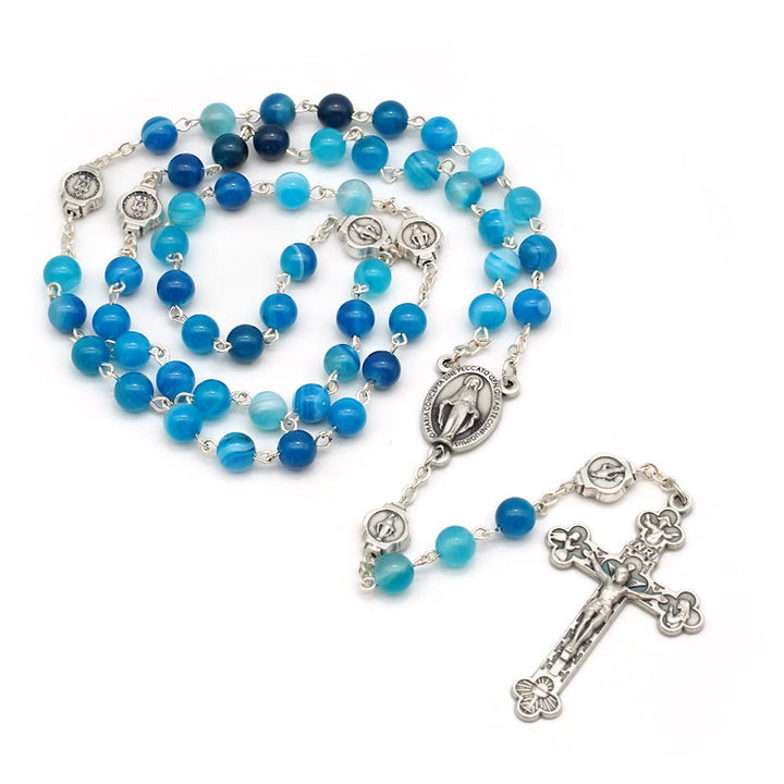 Agate Blessing Prayer Rosary (3 color) - Blue - image 1