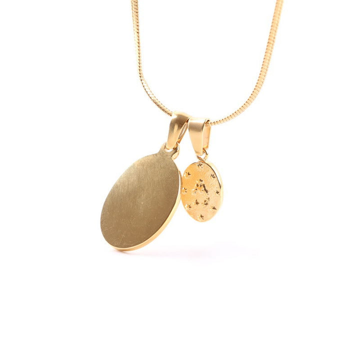 Our Lady of the Round Double Pendant Gold Necklace - image 4
