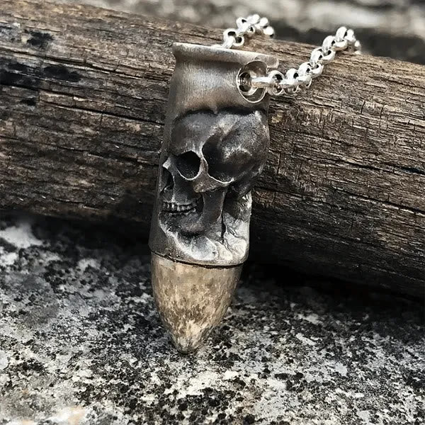 Skull and Crossbones Bullet Pendant Necklace - image 2
