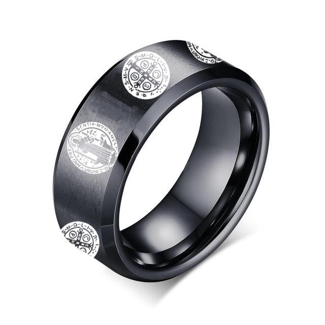 Christian Religion St. Benedict Titanium Ring - US12 - Black - image 4