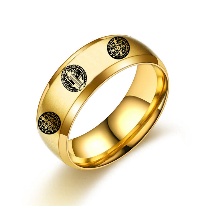 Christian Religion St. Benedict Titanium Ring - US12 - Golden - image 5
