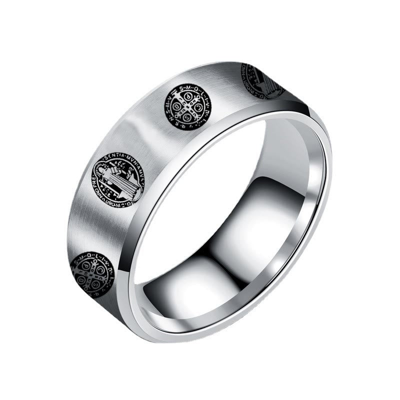 Christian Religion St. Benedict Titanium Ring - image 3