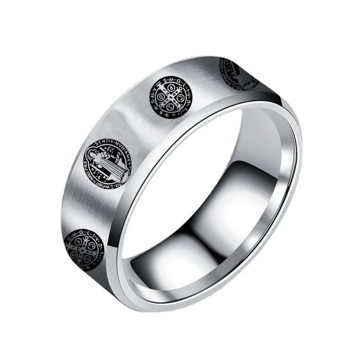 Christian Religion St. Benedict Titanium Ring - image 3