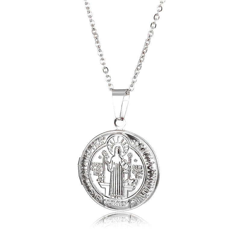 Christ Classic St. Benedict Pendant Titanium Necklace - Silver - image 9