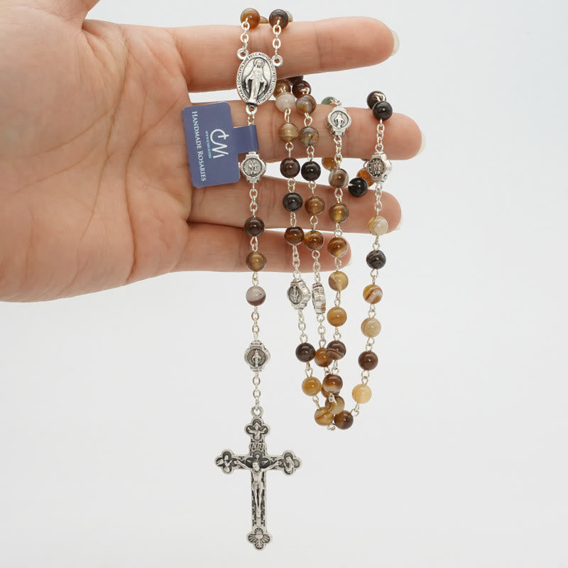 Christianartworkshop Virgin Mary Agate Prayer Rosary with 5-in-1 Crucifix - image 2
