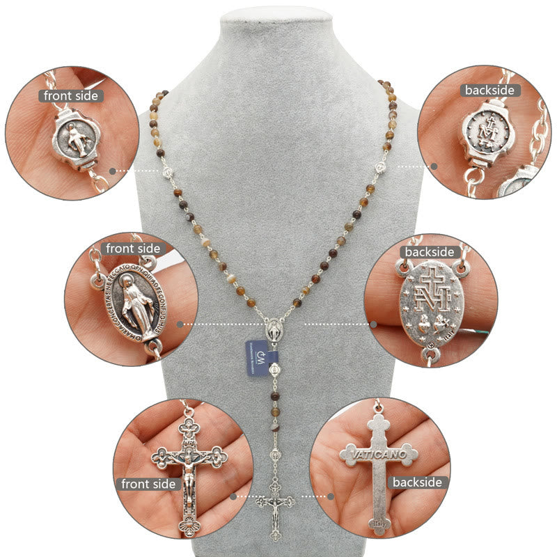 Christianartworkshop Virgin Mary Agate Prayer Rosary with 5-in-1 Crucifix - image 4