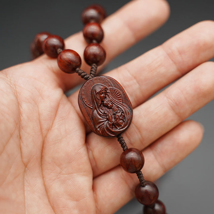 Christianartworkshop Quality Original Handmade Praying Rosary (Red Sandalwood/Ebony) - image 3