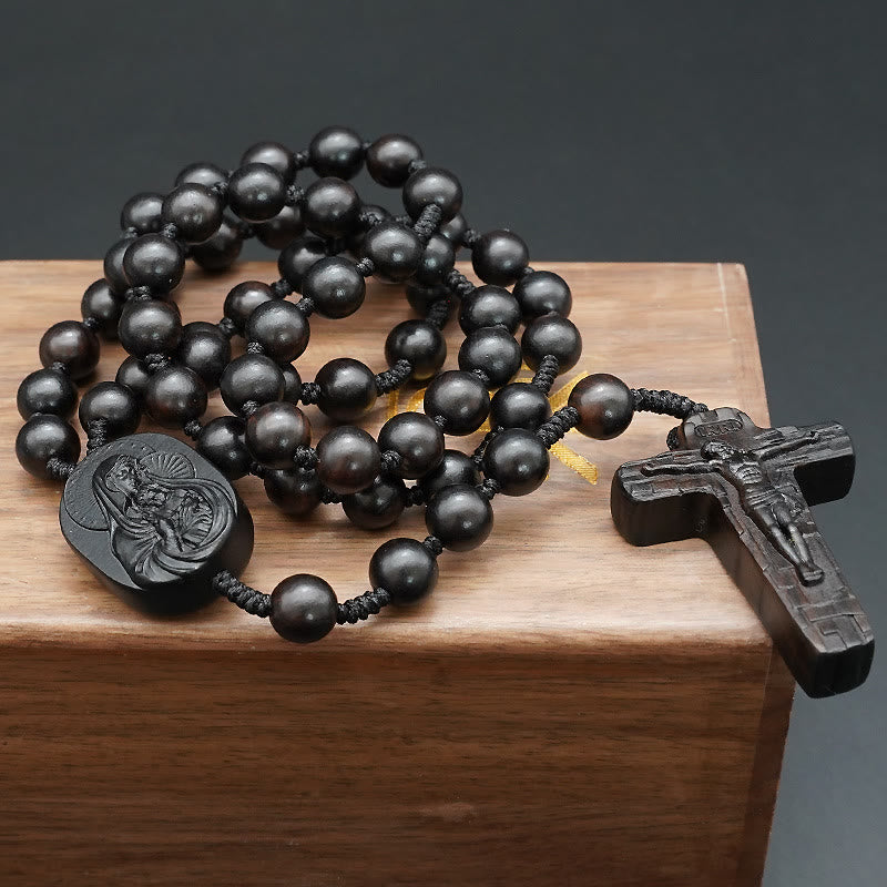 Christianartworkshop Quality Original Handmade Praying Rosary (Red Sandalwood/Ebony) - image 8