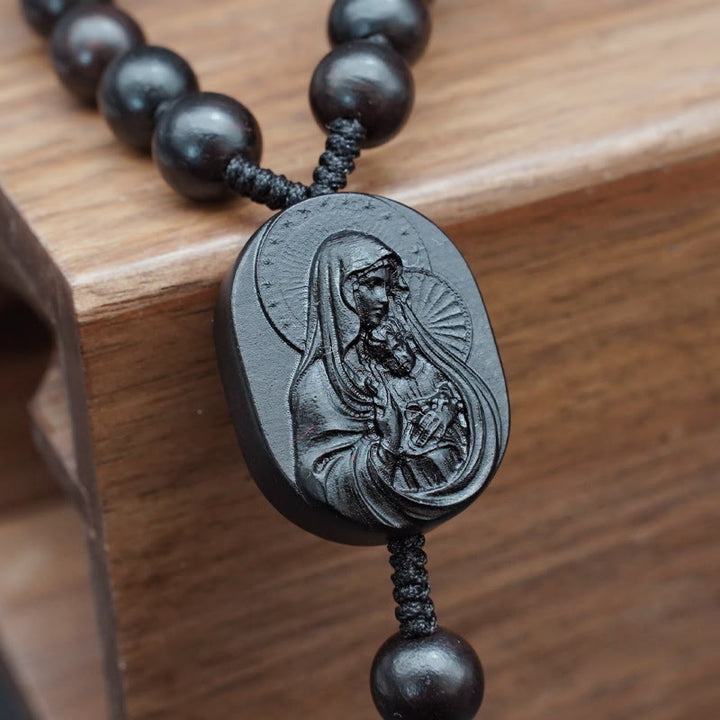 Christianartworkshop Quality Original Handmade Praying Rosary (Red Sandalwood/Ebony) - image 6