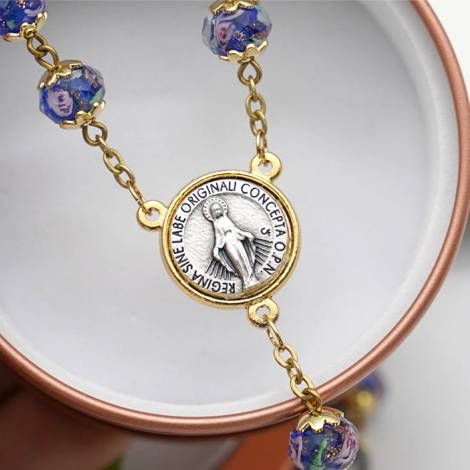 Christianartworkshop Virgin Mary Glazed Multi-color Crystal Rosary - image 2