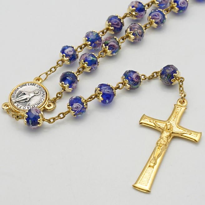 Christianartworkshop Virgin Mary Glazed Multi-color Crystal Rosary - image 1