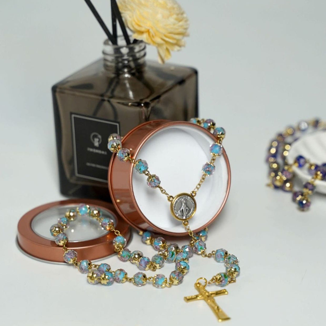 Christianartworkshop Virgin Mary Glazed Multi-color Crystal Rosary - image 9