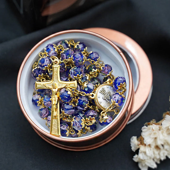 Christianartworkshop Virgin Mary Glazed Multi-color Crystal Rosary - image 5