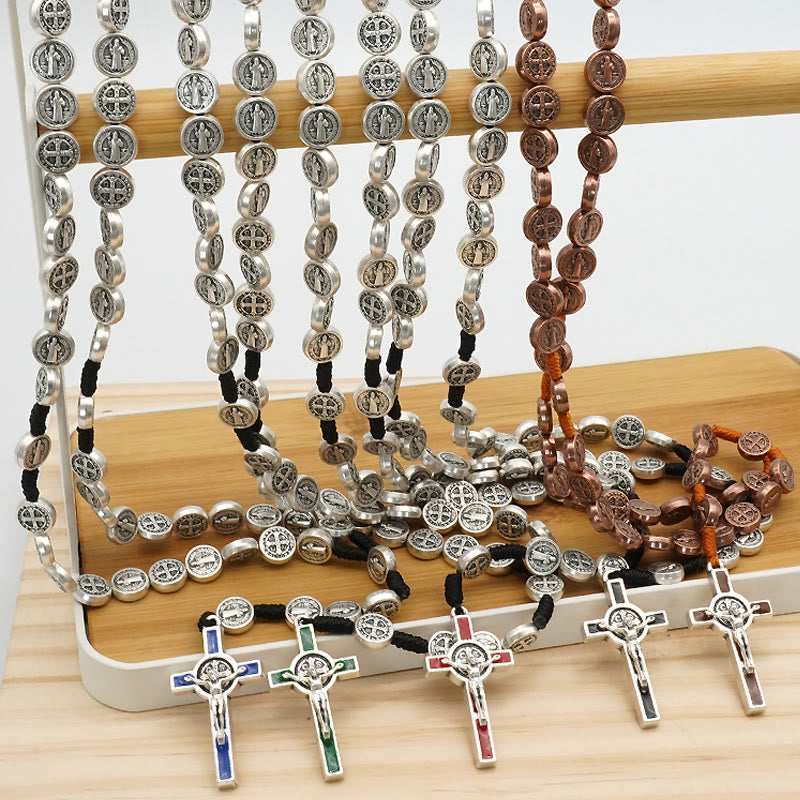 St. Benedict Alloy Hand-woven Rosary with Crucifix - image 6