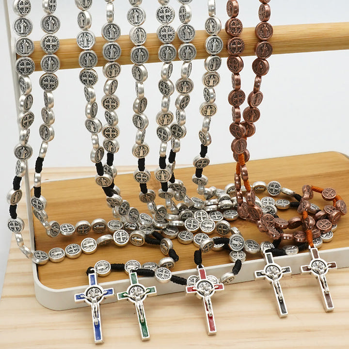 St. Benedict Alloy Hand-woven Rosary with Crucifix - image 6