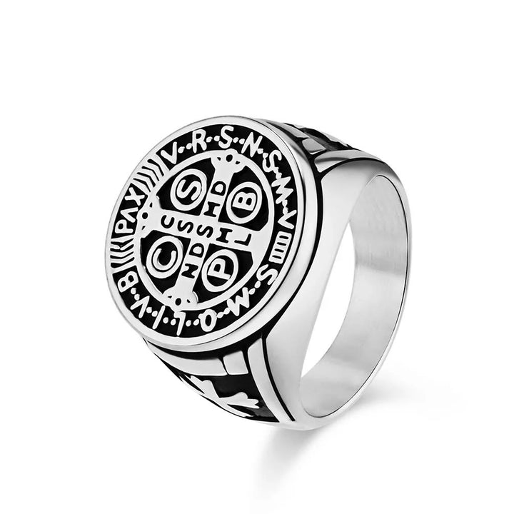 Christianartworkshop St. Benedict the Protector Titanium Ring - US 13 - Steel - image 8