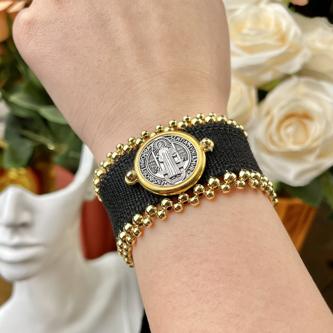 Christianartworkshop Handmade St. Benedict Protection Braided Bracelet - Black - image 2