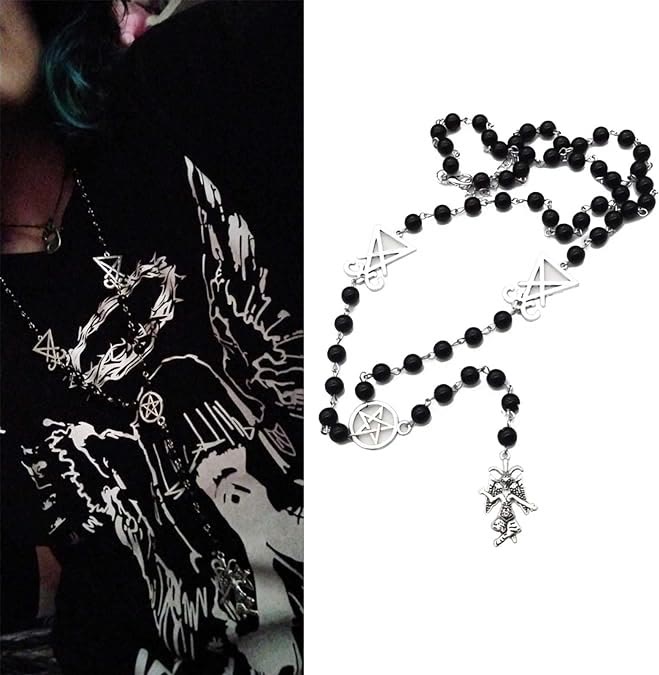Satan Goat Mendes Baphomet Rosary Necklace