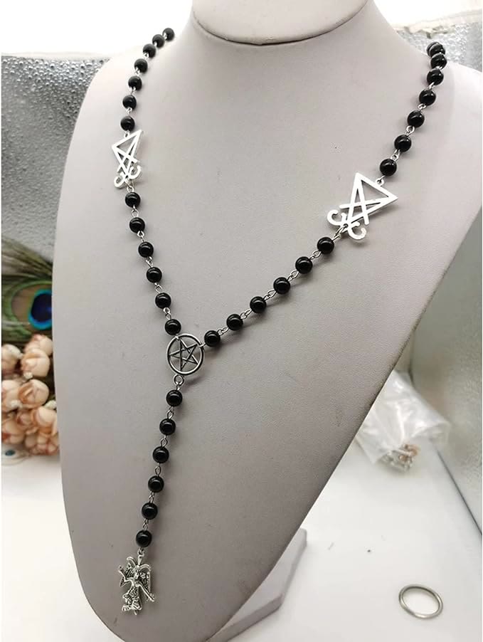 Satan Goat Mendes Baphomet Rosary Necklace