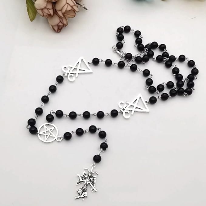 Satan Goat Mendes Baphomet Rosary Necklace