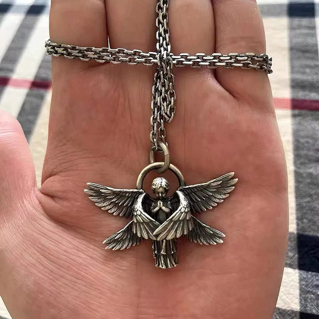 Praying Angel Wing Pendant Good Luck Necklace - image 3