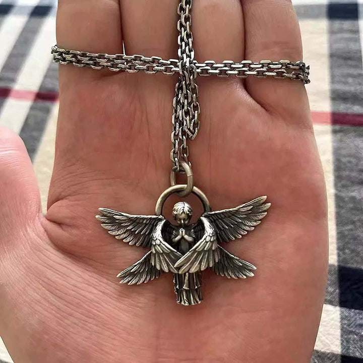 Praying Angel Wing Pendant Good Luck Necklace - image 3