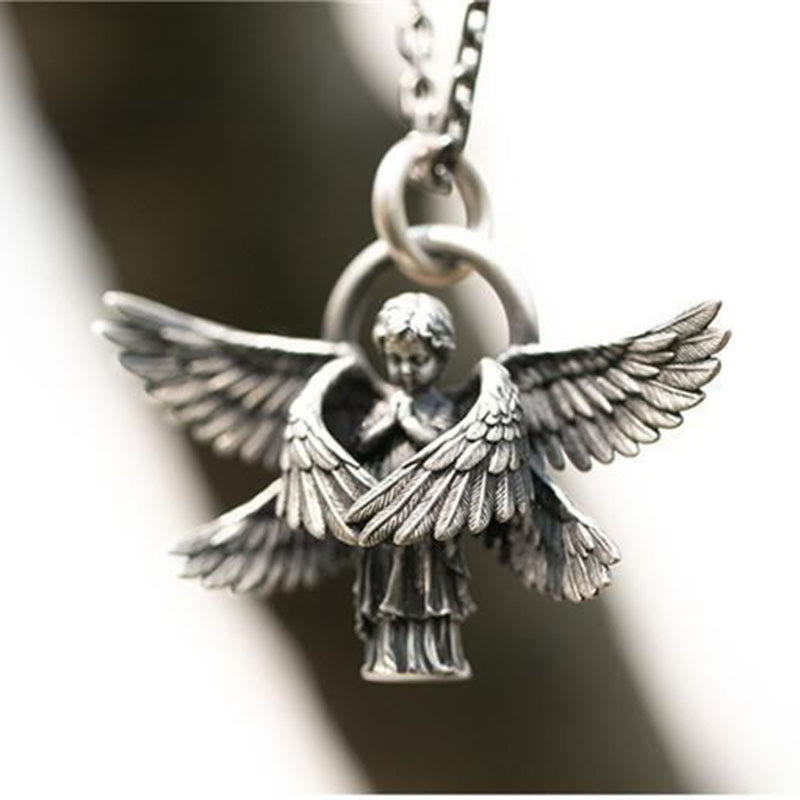 Praying Angel Wing Pendant Good Luck Necklace - image 5