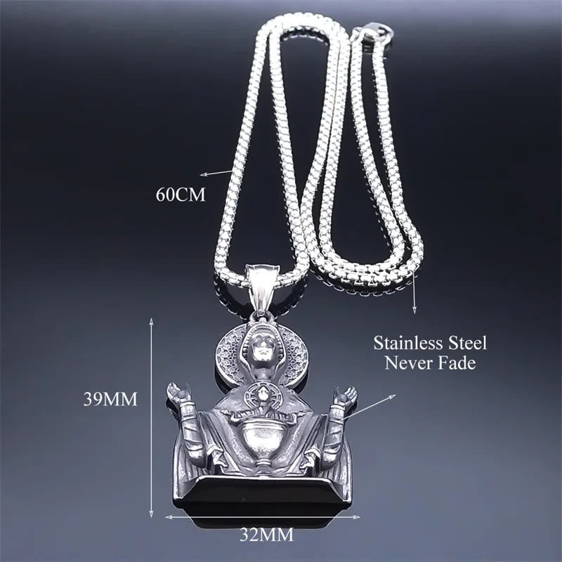 Virgin Mary Prayer Pendant Necklace Stainless Steel Catholic Medallion Protecion Chain - image 5
