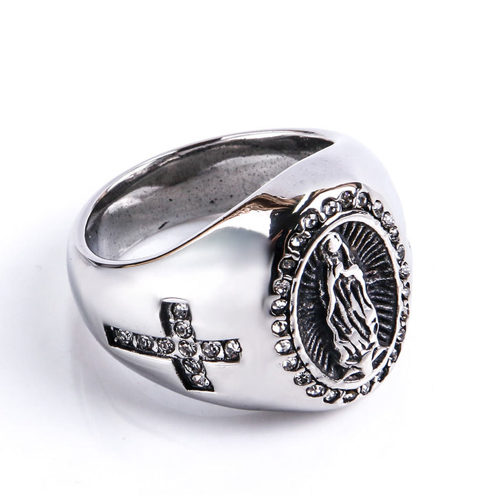 Virgin Mary Stainless Steel Ring Cross Sign Catholic Rings for Religious Jewelry - image 9