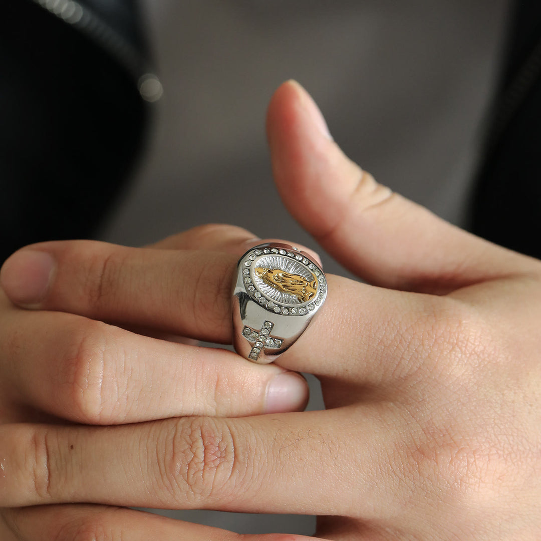 Christianartworkshop Virgin Mary Stainless Steel Ring Cross Sign Catholic Rings for Religious Jewelry - image 11