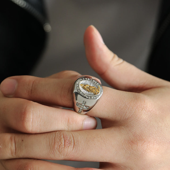 Christianartworkshop Virgin Mary Stainless Steel Ring Cross Sign Catholic Rings for Religious Jewelry - image 11