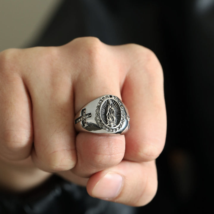 Virgin Mary Stainless Steel Ring Cross Sign Catholic Rings for Religious Jewelry - image 8